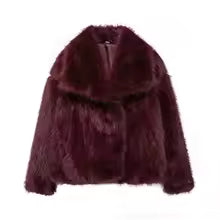 Chic Women's Cropped Faux Fur Jacket – Snap Button Winter Coat
