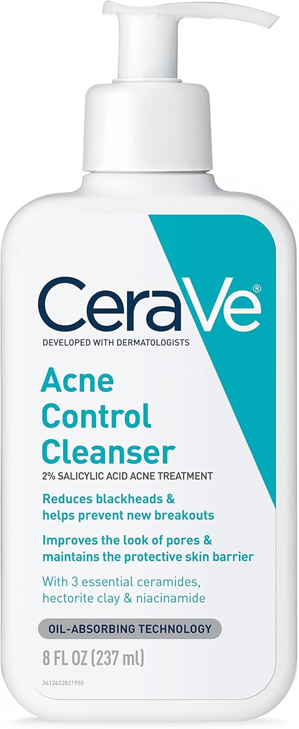 CeraVe Face Wash Acne Treatment  2% Acid Cleanser with Purifying Clay for Oily Skin 237ml